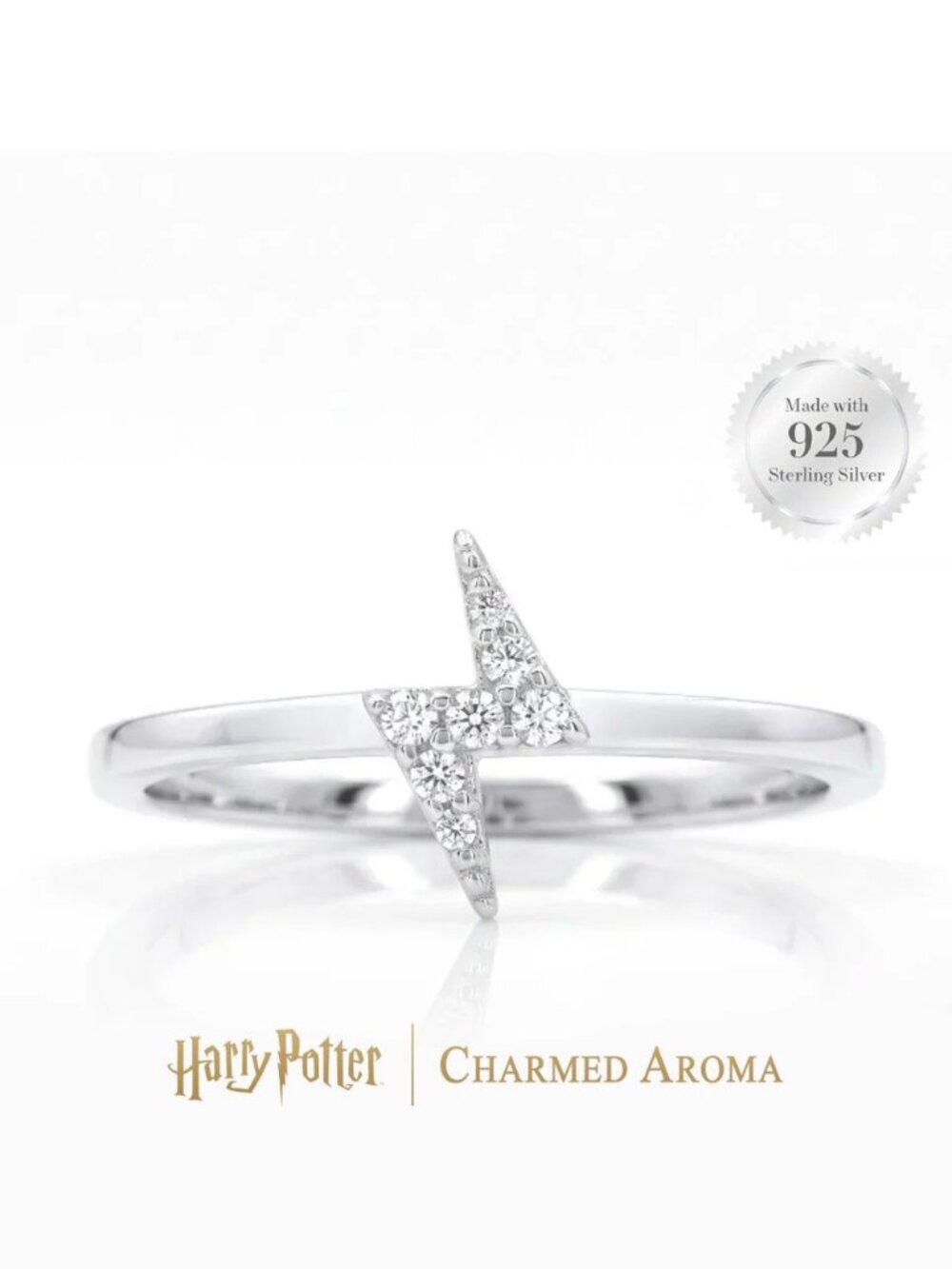 Harry Potter Lightning Bolt Scar Ring, solid 925 Sterling Silver